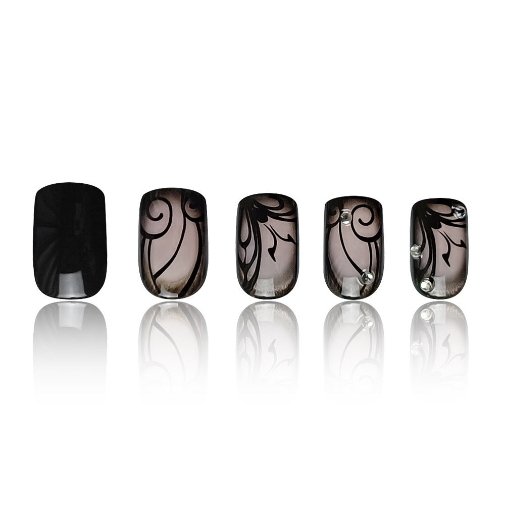Dark Ins Style Black Vine Wearing Nails And Nails - Novair-product name