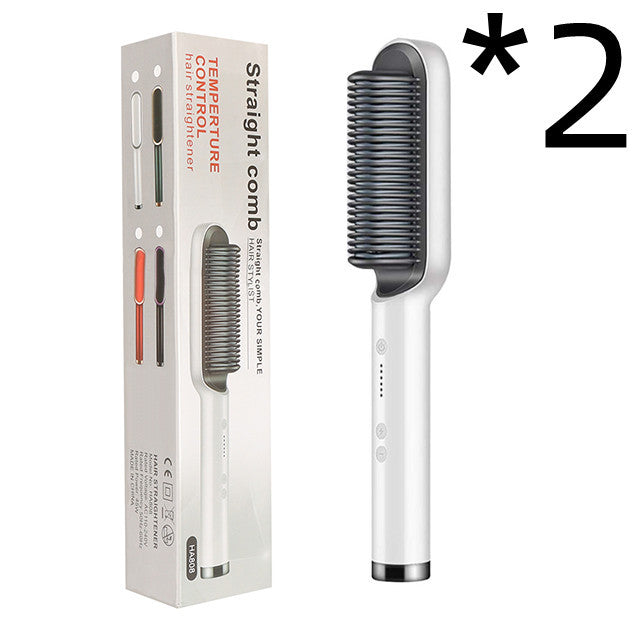 New 2 In 1 Hair Straightener Hot Comb Negative Ion Curling Tong Dual-purpose Electric Hair Brush - Novair-product name