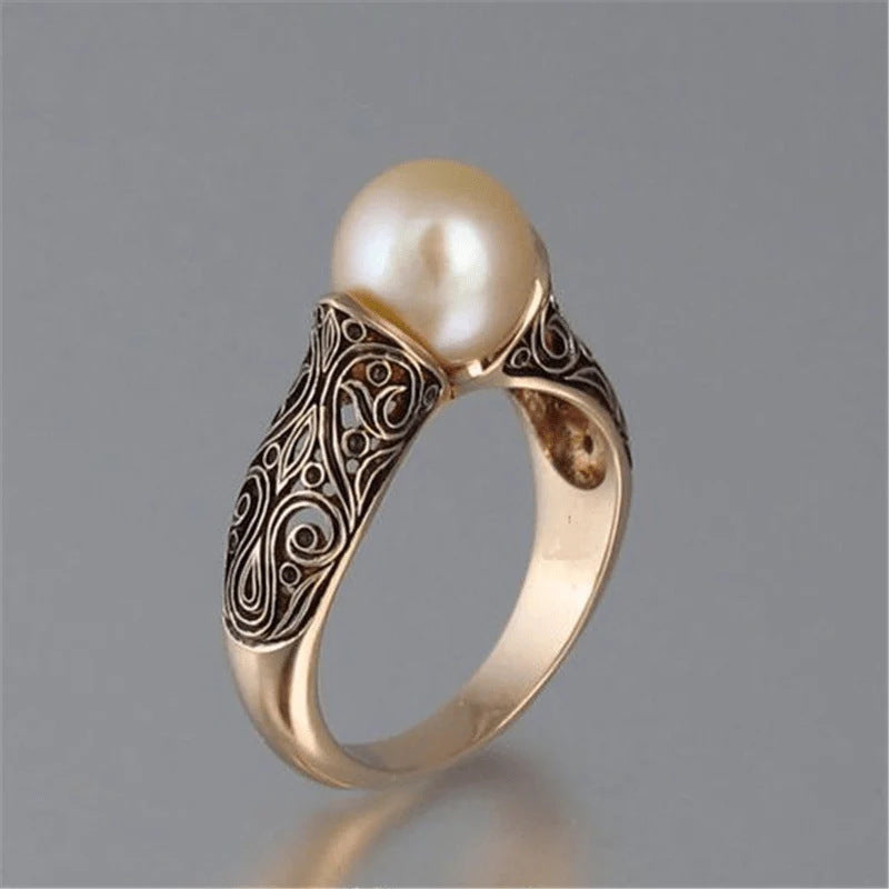 Inlaid Imported Artificial ABS Pearl Ring - Novair-product name