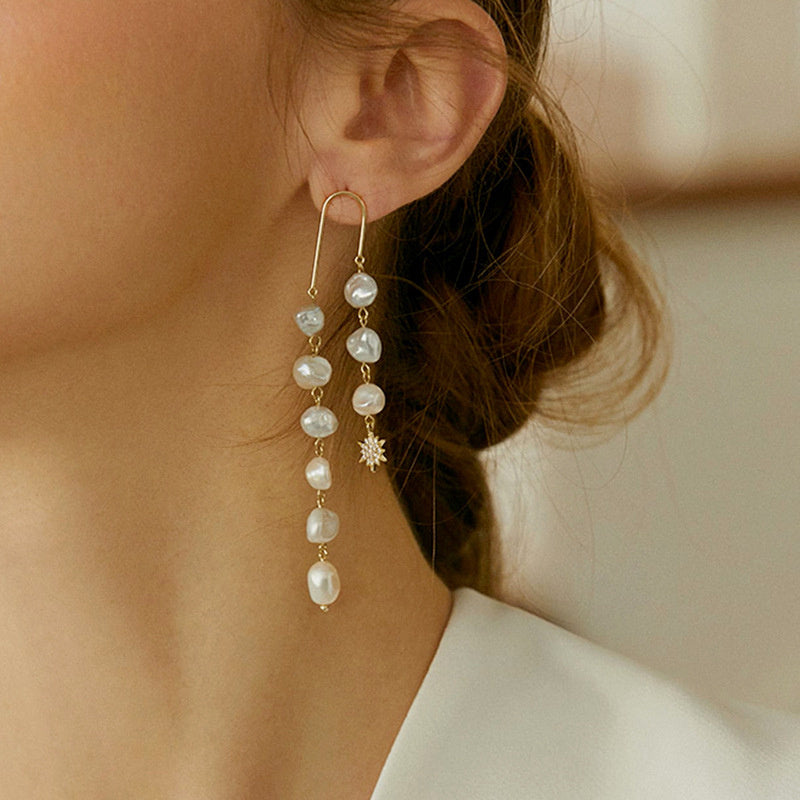 European And American Style Long Tassel Pearl Chain Earrings - Novair-product name