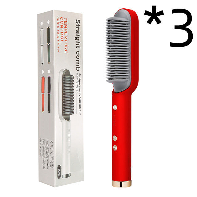 New 2 In 1 Hair Straightener Hot Comb Negative Ion Curling Tong Dual-purpose Electric Hair Brush - Novair-product name