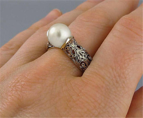 Inlaid Imported Artificial ABS Pearl Ring - Novair-product name